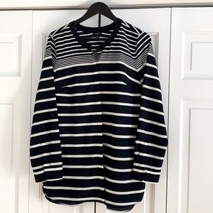 Talbots Navy/White stripe blouse (M)